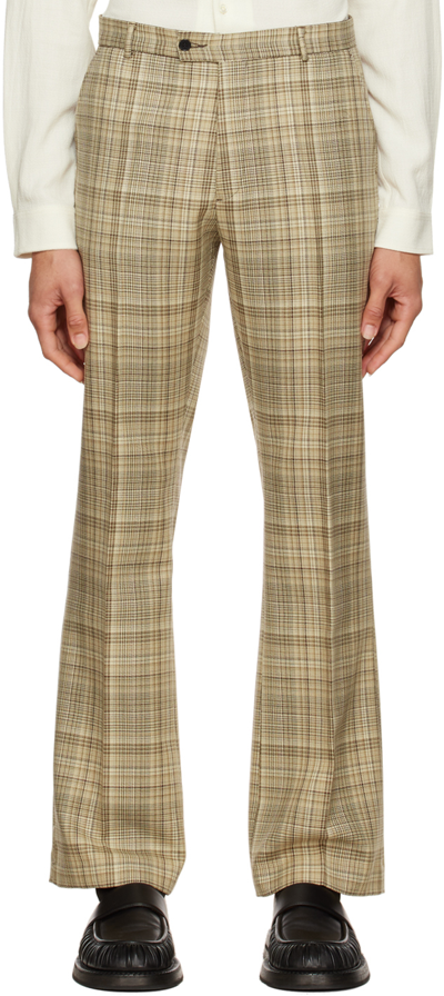 Cmmn Swdn Beige Ryle Trousers In Brown Check