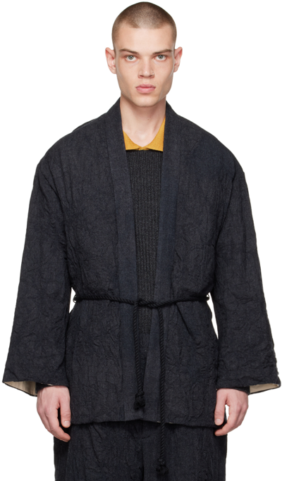 Sasquatchfabrix Hanten Wool Kimono Jacket In Blau