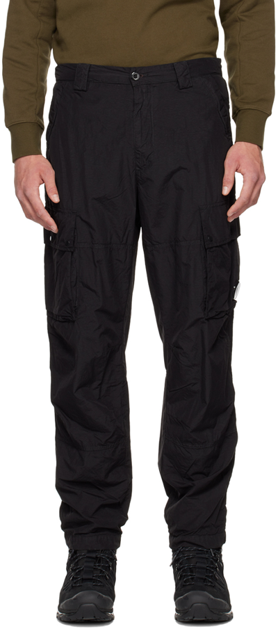 C.p. Company Black Emerized Cargo Pants In 999 Black