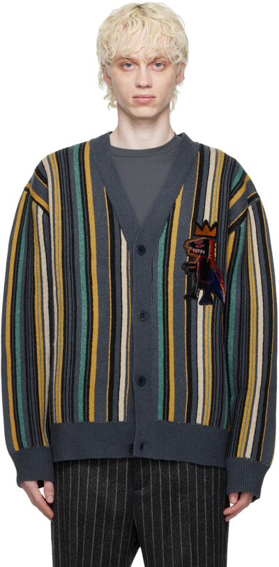 Etudes Studio Basquiat Stripe Wool Cardigan In Black