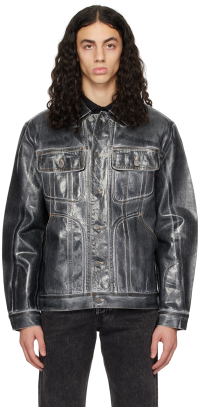 Diesel Black D-riley Denim Jacket In Grey