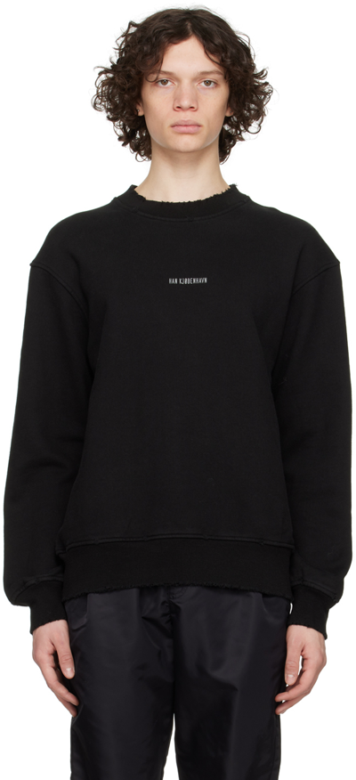 Han Kjobenhavn Distressed Logo-print Sweatshirt In Black