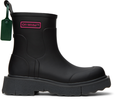 Off-white Logo-print Sponge Rain Boots In Black