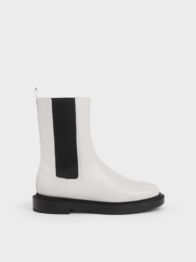Charles & Keith Classic Chelsea Boots In White
