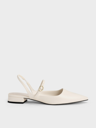 Charles & Keith Slingback Mary Jane Flats In Chalk