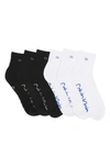Calvin Klein Quarter Length Cushion Cut Socks In White/ Black