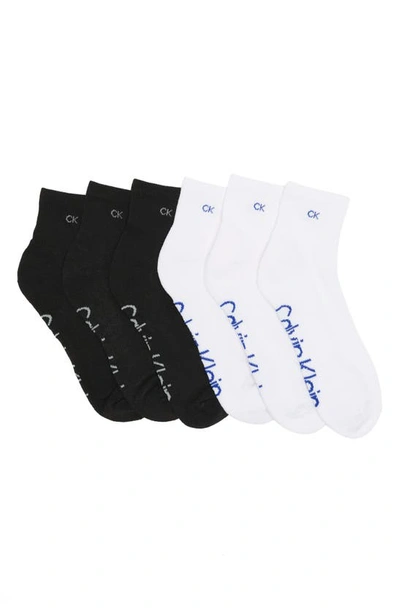 Calvin Klein Quarter Length Cushion Cut Socks In White/ Black