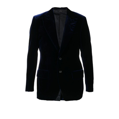 Tom Ford Tailored Velvet Single-breasted Blazer In Blue