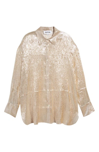 Partow Daria Paneled Metallic Silk-blend Chiffon Shirt In Frost
