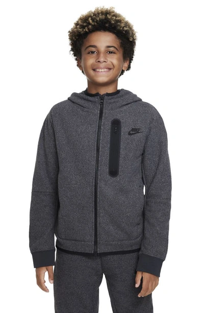 Nike Sportswear Tech Fleece Big Kids' (boys') Winterized Full-zip Hoodie In Black/black