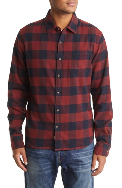 Marine Layer Buffalo Check Stretch Flannel Button-up Shirt In Navy/ Red