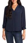 Vince Camuto V Neck Blouse In Classic Navy