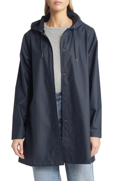 Rains Waterproof Hooded Rain Jacket In Navy