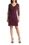 Pisarro Nights Beaded V-neck Cocktail Dress In Wine