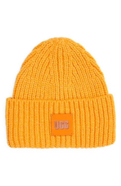 Ugg Chunky Ribbed Beanie In Orange Sherbert