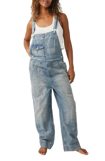 Free People Ziggy Medium Wash Denim Overalls In Blue