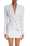 Balmain Double-breasted Wool Jacket In Light Blue