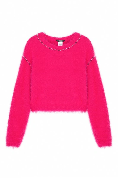 Truce Kids' Embellished Sweater In Dark Pink