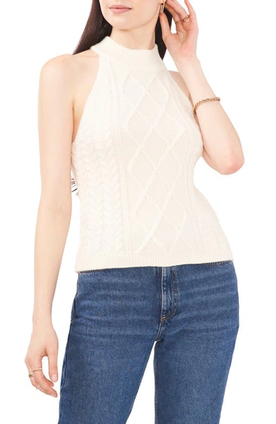 1.state Mixed Cable Sleeveless Cotton Blend Jumper In Antique White