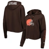 New Era Brown Cleveland Browns Foil Sleeve Pullover Hoodie In Brown