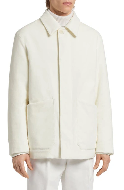 Zegna Cashco Elements Corduroy Chore Jacket In Off White