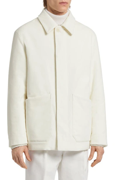 Zegna Cashco Elements Corduroy Chore Jacket In White