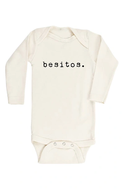 Tenth & Pine Babies' Besitos Long Sleeve Organic Cotton Bodysuit In Natural