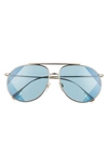 Burberry 61mm Aviator Sunglasses In Blue