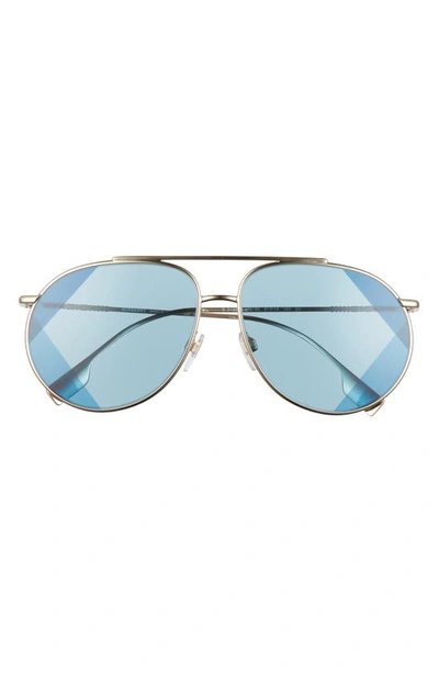 Burberry 61mm Aviator Sunglasses In Blue