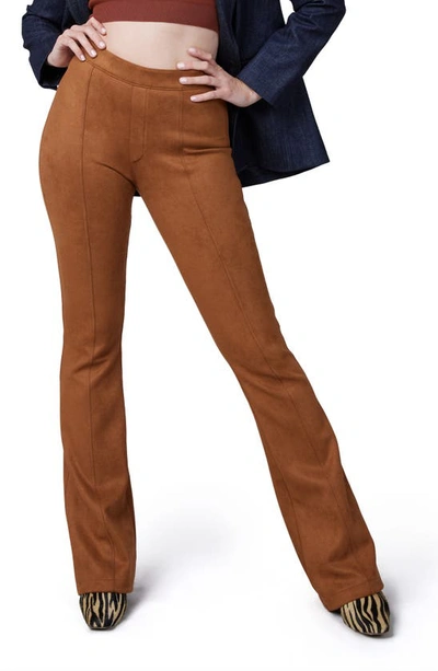 Spanx Faux Suede Flared Pants In Rich Caramel