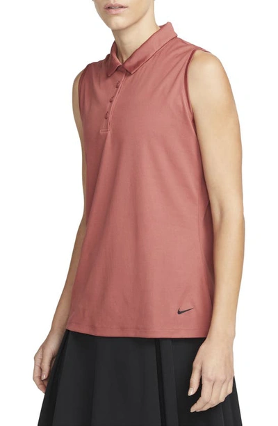 Nike Court Victory Dri-fit Semisheer Sleeveless Polo In Canyon Rust/black