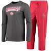 Concepts Sport Red/heathered Charcoal Louisville Cardinals Meter Long Sleeve T-shirt & Pants Sleep S In Red