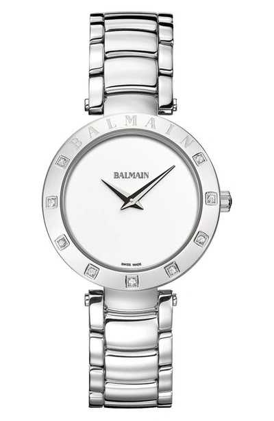 Balmain Women's Swiss Ia Bijou Diamond (1/10 Ct. T.w.) Stainless Steel Bracelet Watch 33mm In Silver