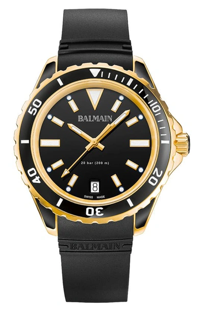 Balmain Ophrys Dive Rubber Strap Watch, 38.5mm In Black