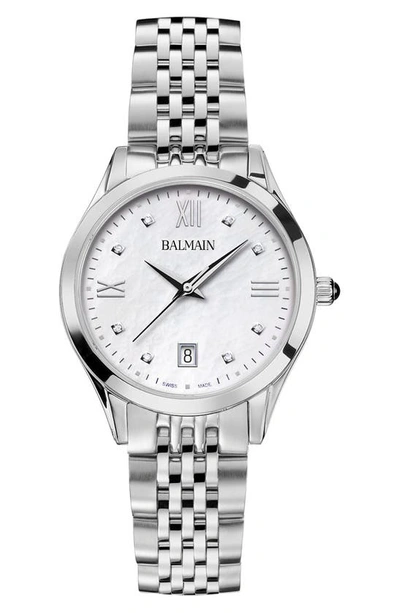Balmain Watches Classic R Diamond Bracelet Watch, 34mm In Silver