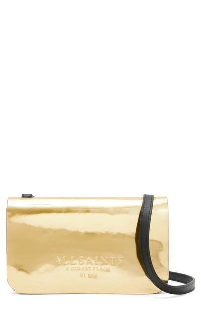 Allsaints Ludivine Leather Crossbody Bag In Gold