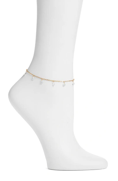 Vidakush Dainty Crystal Charm Anklet In Gold