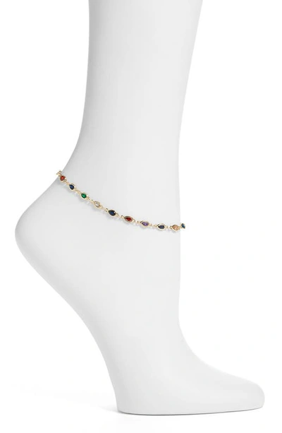 Vidakush Rainbow Crystal Station Anklet In Gold