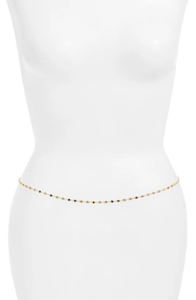 Vidakush Rainbow Crystal Station Belly Chain In Multi/ Gold