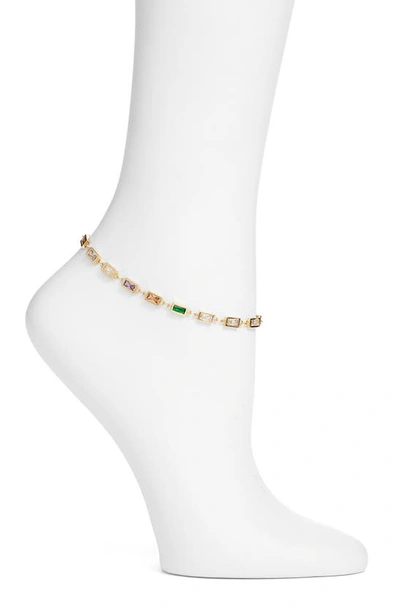 Vidakush Prism Crystal Anklet In Multi/ Gold