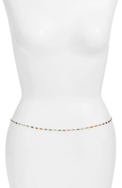 Vidakush Rainbow Crystal Station Belly Chain In Gold