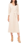 Chaus Houndstooth Plaid Jacquard Midi Dress In Taupe/ White