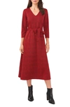 Chaus Houndstooth Plaid Jacquard Midi Dress In Black/ Red