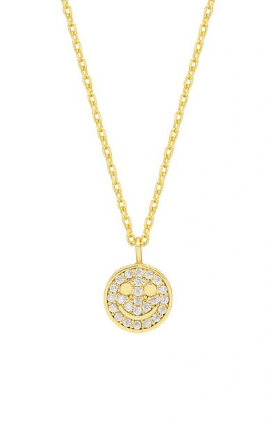 Estella Bartlett Pavé Smiley Face Necklace In Gold