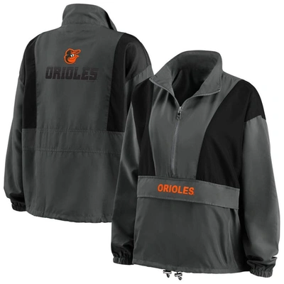 Wear By Erin Andrews Charcoal Baltimore Orioles Packable Half-zip Jacket