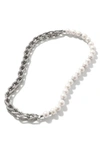 John Hardy ‘asli Classic Chain' Freshwater Pearl Sterling Silver Chain Necklace In White
