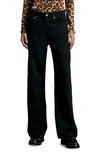 Rag & Bone Womens Logan Mid-rise Wide-leg Stretch-denim Jeans Elenna In Black