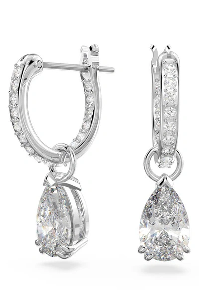 Swarovski Millenia Pear Crystal Drop Huggie Hoop Earrings In Multicolor