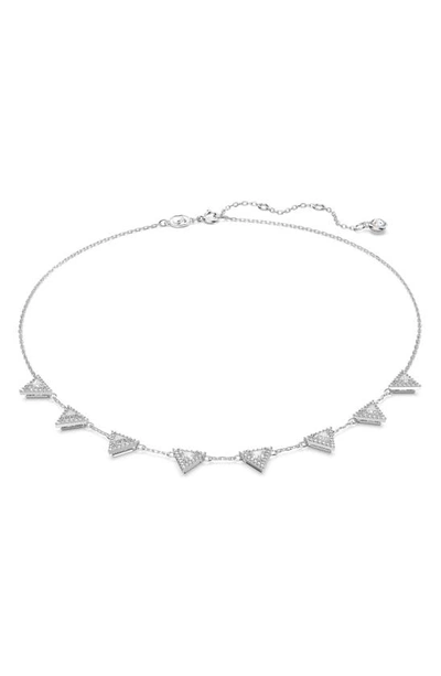 Swarovski Silver-tone Crystal Ortyx Punk Necklace, 14-1/8" + 2" Extender In White