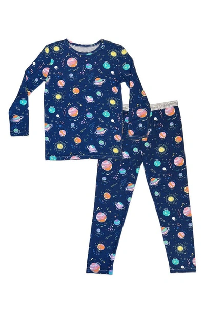 Bellabu Bear Unisex Polar Isle Print Pajama Set - Baby, Little Kid In Dark Blue